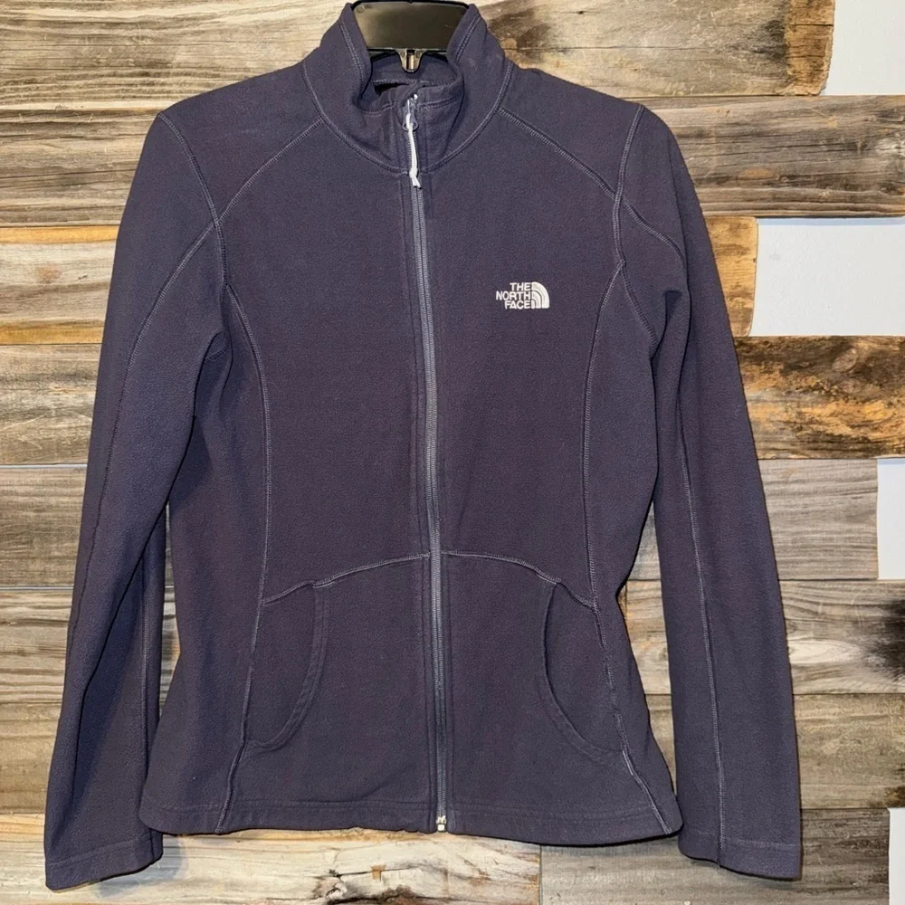 The North Face Womens Full Zip Mock Neck Fleece Gray Jacket Size M